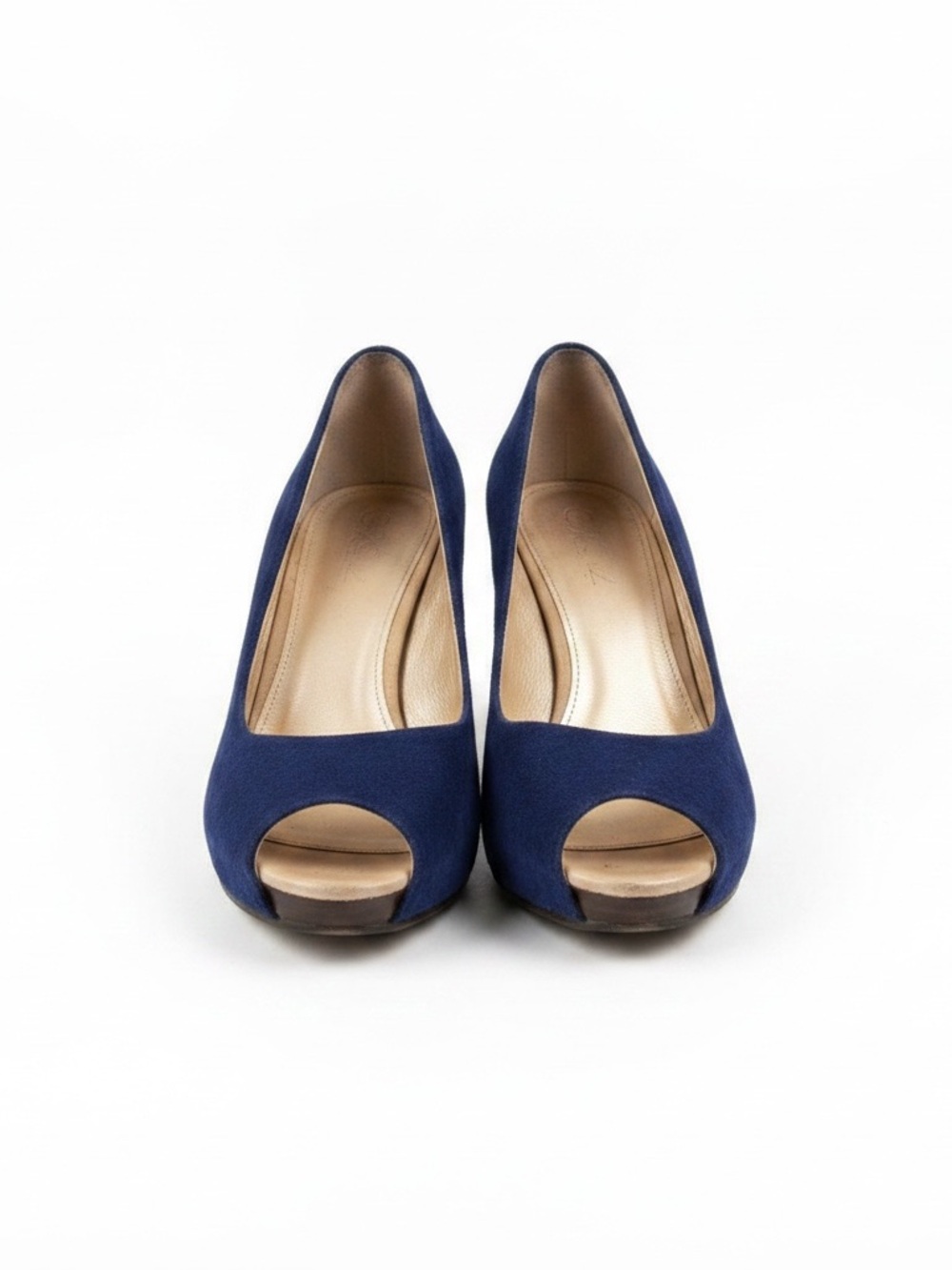 Lilly Pulitzer Blue Suede Peep-Toe Wedge Heels
